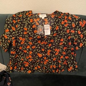Floral button down crop top - Bohme new with tags
